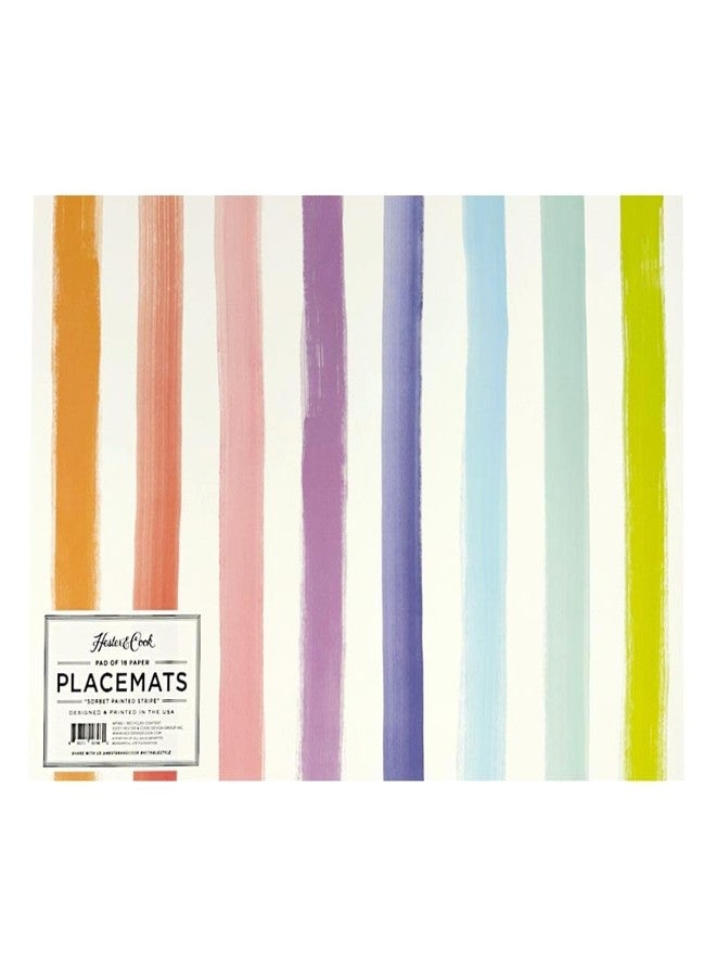 Hester & Cook Paper Placemat, Pad of 18 - Sorbet Painted Stripe - Image 1