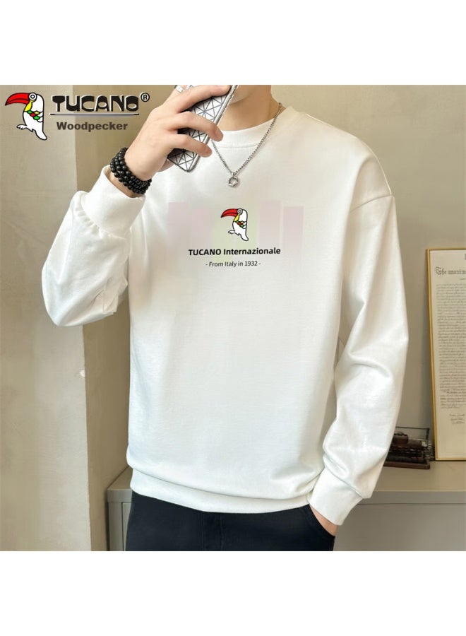 Tucano Tucano Sweatshirt, Men's Casual Round Neck Long-sleeve T-shirt, Men's Undershirt, Spring And Autumn Jacket, Loose Top, White, Xl - Image 2