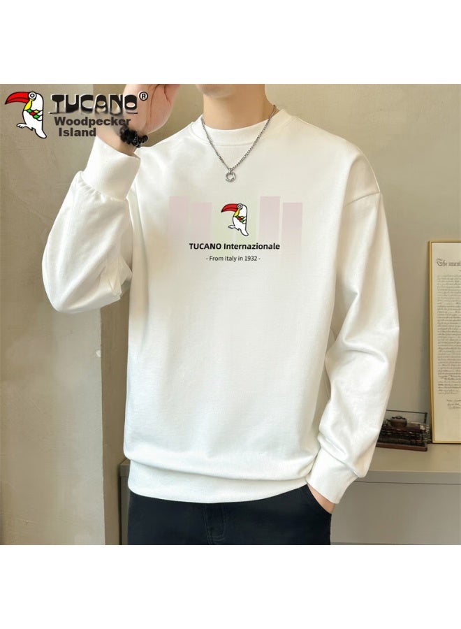 Tucano Tucano Sweatshirt, Men's Casual Round Neck Long-sleeve T-shirt, Men's Undershirt, Spring And Autumn Jacket, Loose Top, White, Xl - Image 5