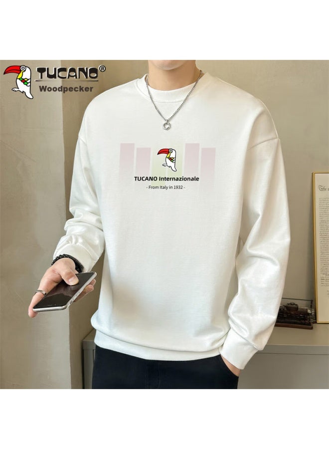 Tucano Tucano Sweatshirt, Men's Casual Round Neck Long-sleeve T-shirt, Men's Undershirt, Spring And Autumn Jacket, Loose Top, White, Xl - Image 1