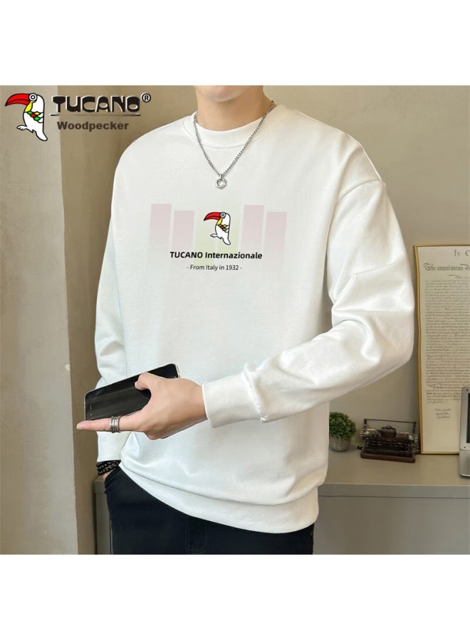 Tucano Tucano Sweatshirt, Men's Casual Round Neck Long-sleeve T-shirt, Men's Undershirt, Spring And Autumn Jacket, Loose Top, White, Xl - Image 4