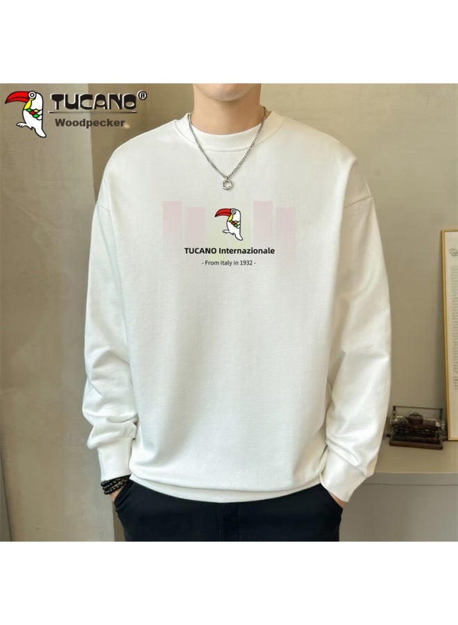 Tucano Tucano Sweatshirt, Men's Casual Round Neck Long-sleeve T-shirt, Men's Undershirt, Spring And Autumn Jacket, Loose Top, White, Xl - Image 3