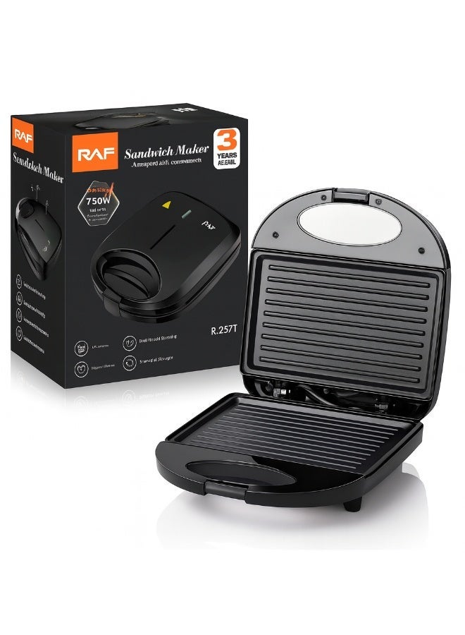 آر إيه أف صانعة الساندويتشات RAF، 750 واط، طلاء غير لاصق، تسخين مزدوج الجوانب، تحكم في درجة الحرارة، سهلة التنظيف، مؤشران ضوئيان، قفل أمان - Image 2