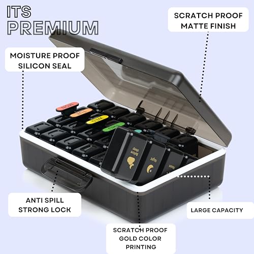 POPCUBE Big Premium Medicine organizer- Medicine organizer box- 7 days Pill Box For Home-Pill Organizer Case With Large Compartments, Portable for pills & Supplements (Black) - Image 3