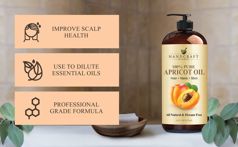 Handcraft Blends Apricot Kernel Oil - Cold-Pressed 16 Fl Oz - 100% Pure and Natural - Premium Grade Carrier for Skin and Hair - Hair and Body - Massage - Hexane-Free - Image 4