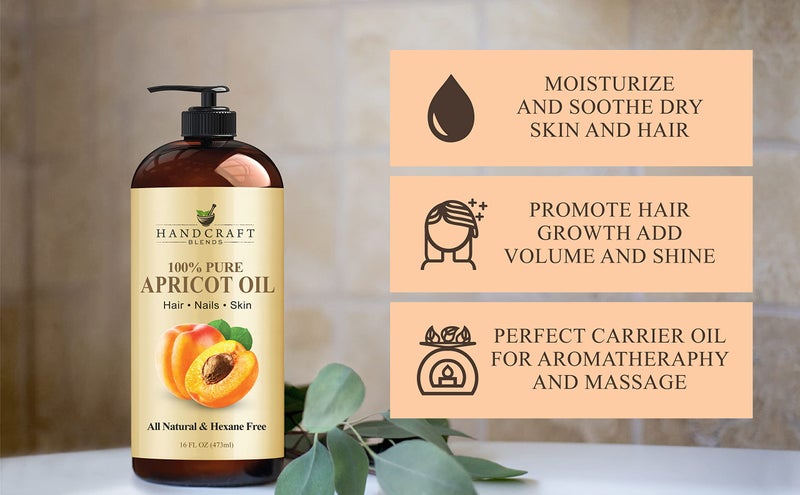 Handcraft Blends Apricot Kernel Oil - Cold-Pressed 16 Fl Oz - 100% Pure and Natural - Premium Grade Carrier for Skin and Hair - Hair and Body - Massage - Hexane-Free - Image 5