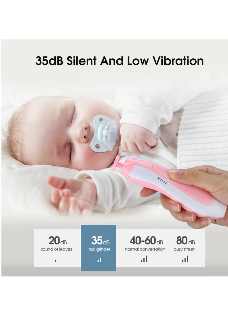 Maxtop Electric Baby Nail Trimmer, Baby Nail File Kit, Additional Replacement Heads, Newborn Toddler Toes and Fingernails, Trim and Polish Pink - Image 2