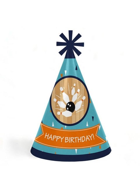 Strike Up The Fun Bowling Cone Happy Birthday Party Hats For Kids And Adults Set Of 8 (Standard Size)