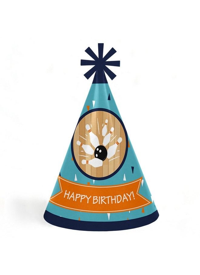 Big Dot of Happiness Strike Up The Fun Bowling Cone Happy Birthday Party Hats For Kids And Adults Set Of 8 (Standard Size)  - Image 1