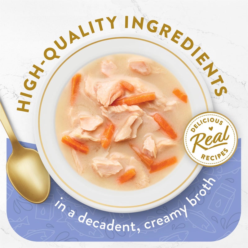 Fancy Feast Purina Fancy Feast Lickable Wet Cat Food Broth Topper, Creamy Wild Salmon and Whitefish - (Pack of 16) 1.4 oz. Pouches - Image 2