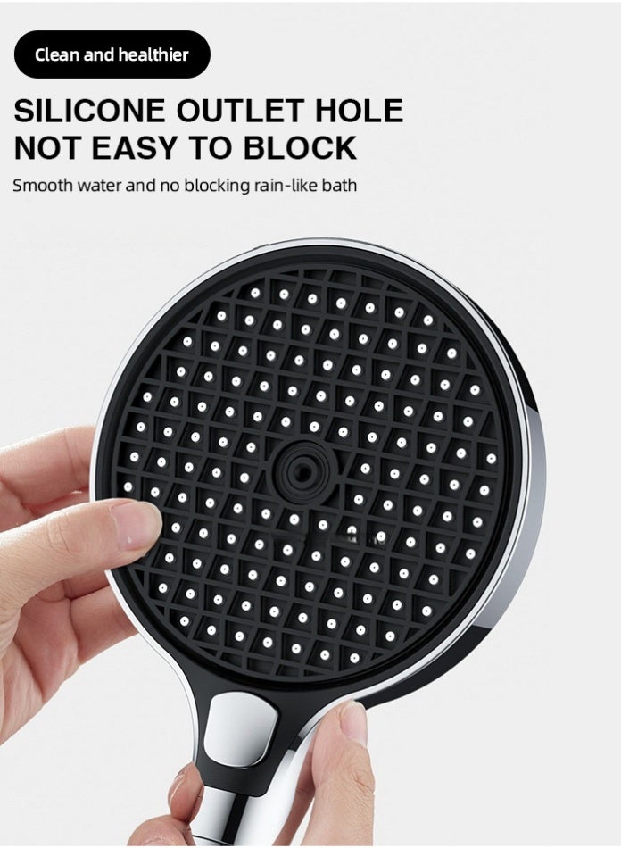 مودي رأس دش محمول عالي الضغط مع فلتر قابل للاستبدال - تصميم توربيني، 3 أوضاع رش، توفير المياه، إزالة الكلور والشوائب، يمنع تساقط الشعر وجفاف الجلد، لوحة كبيرة 15 سم، زر تشغيل/إيقاف مؤقت، فوهات مضادة للانسداد، سهل التركيب، ملاءمة عالمية - Image 2