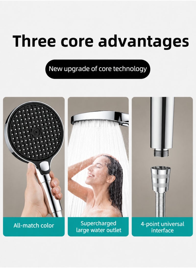 MODI 15cm Plus High Pressure Handheld Shower Head with Replaceable Filter – Turbocharged Design, 3 Spray Modes, Water Saving, Removes Chlorine & Impurities, Prevents Hair Loss & Dry Skin, 15cm Large Panel, On-Off Pause Button, Anti-Clog Nozzles, Easy Install, Universal Fit - Image 4