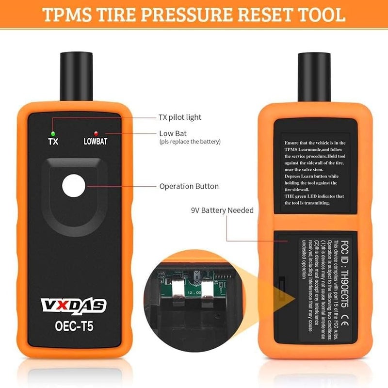 VXDAS Auto Tire Pressure Monitor Sensor TPMS Relearn Reset Activation Tool EL50448-GM Black - Image 2