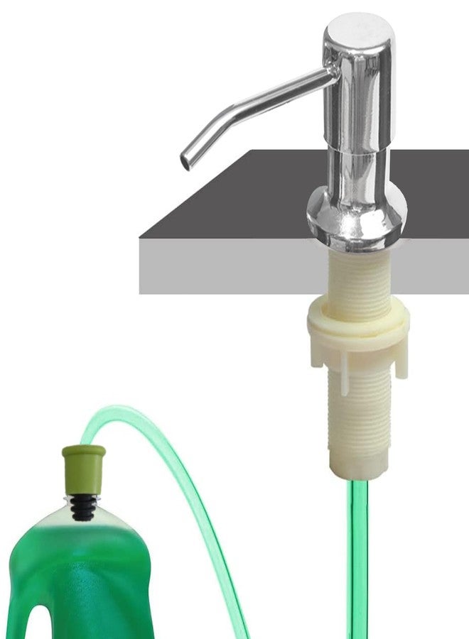 Tesrin Soap Dispenser for Kitchen Sink (Chrome),Built in Design Sink Soap Dispenser, Refill from The Top, Stainless Steel Kitchen Soap Pump with 48.8 InchTube Kit - Image 1