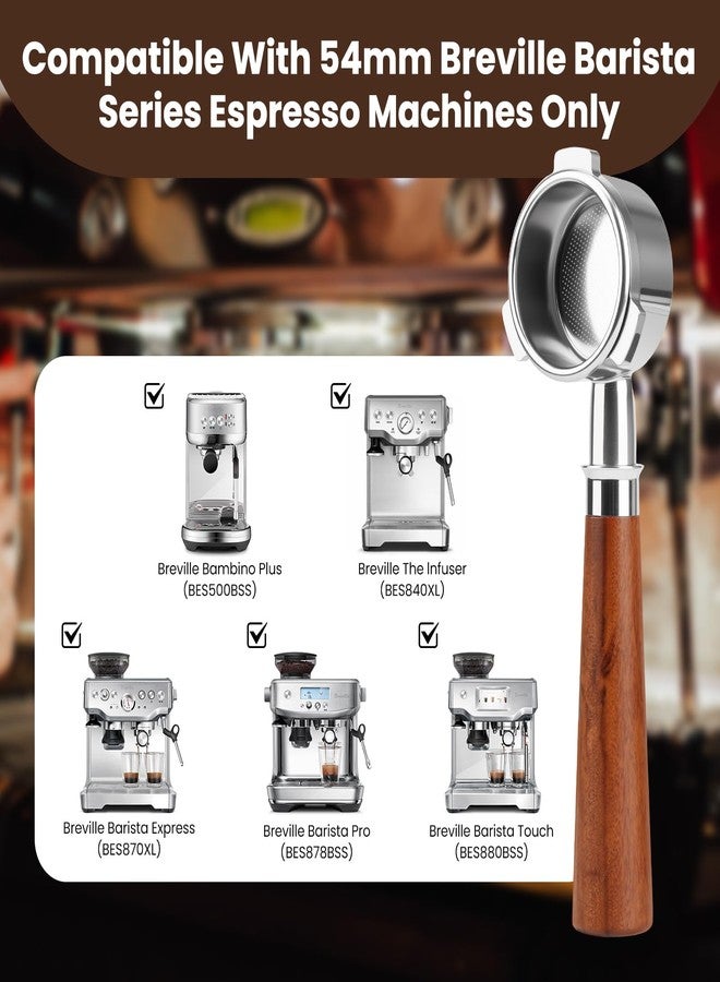 Tegrace 54mm Bottomless Portafilter Compatible with Breville Barista Express/Pro/Touch/Bambino Plus and Bambino Plus, Filter Basket + Puck Screen Included - Image 2