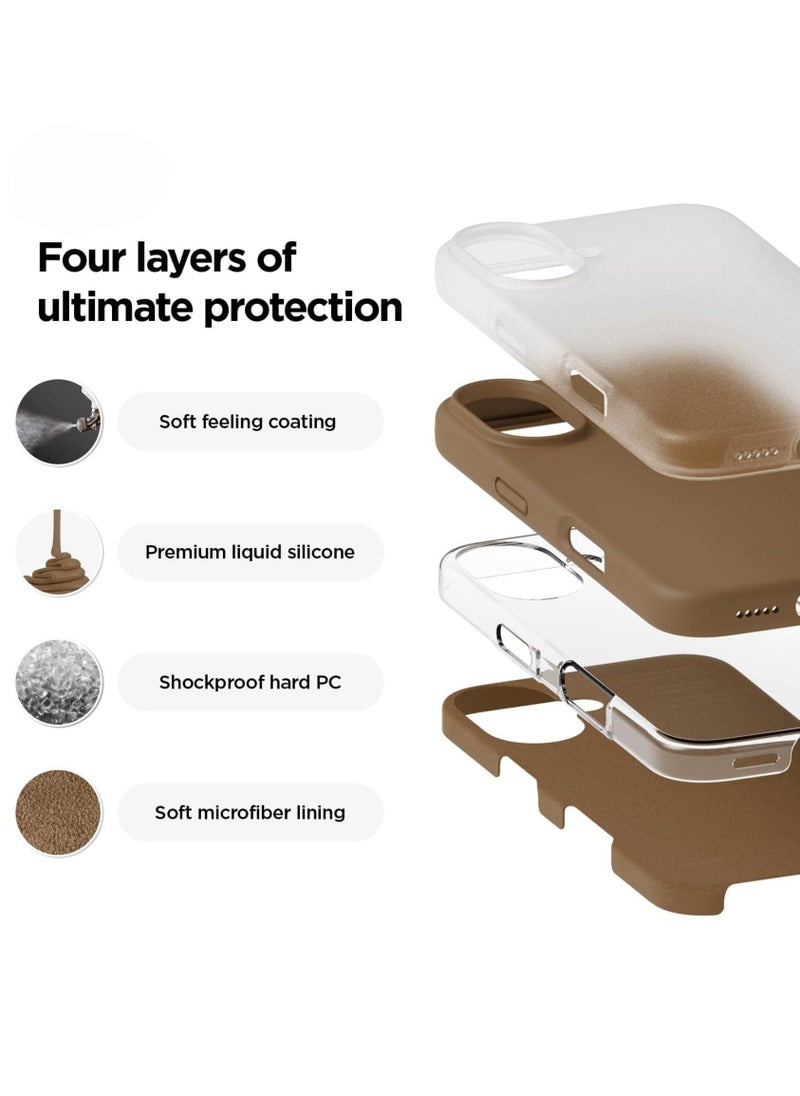 Raxoom Liquid Silicone iPhone 16 Plus Case Cover - Full Body Protection, Shockproof, Slim, Anti-Scratch, Soft Microfiber Lining (Brown) - Image 3