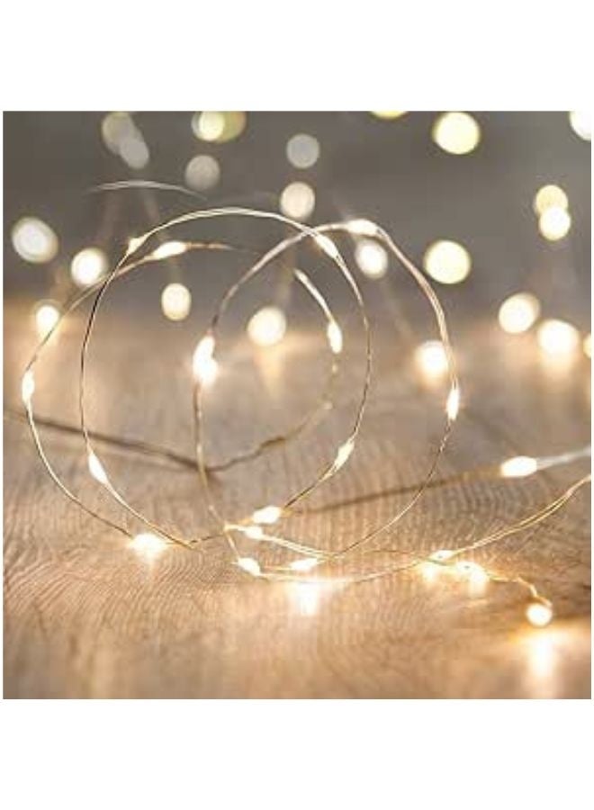 سلسلة أضواء LED خيالية، 10 أقدام/3 أمتار، 30 مصباح LED على شكل يراعة، أضواء حديقة منزلية، حفلات زفاف، ديكورات مهرجانات، أضواء تعمل بالبطارية (أبيض دافئ) - Image 1