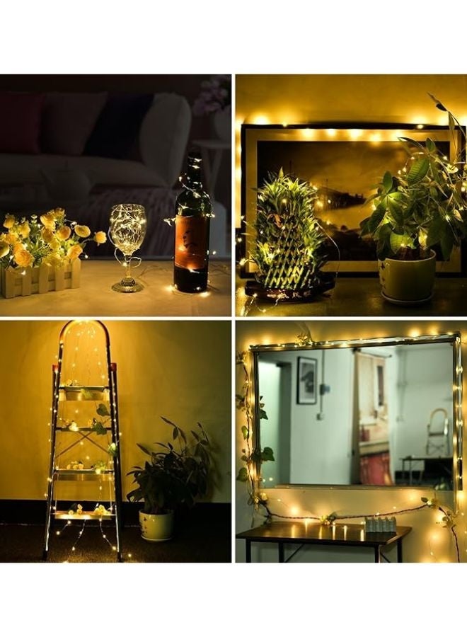 سلسلة أضواء LED خيالية، 10 أقدام/3 أمتار، 30 مصباح LED على شكل يراعة، أضواء حديقة منزلية، حفلات زفاف، ديكورات مهرجانات، أضواء تعمل بالبطارية (أبيض دافئ) - Image 4