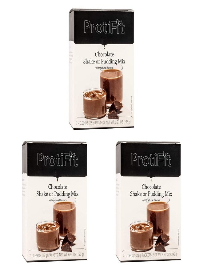 PROTIFIT - High Protein Chocolate Pudding & Shake Mix 3 Pack, 15g Protein, Low Calorie, Low Fat, Low Carb, Aspartame Free, Idea Protein Compatible, Meal Replacement, 7 Servings Per Box, (3 Pack) - Image 1