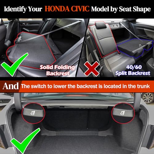 HKZ أغطية مقاعد هوندا سيفيك 2016 2017 2018 2019 2020 2021 LX - مجموعة كاملة من الجلد لـ 5 مقاعد، أسود + رمادي - Image 2