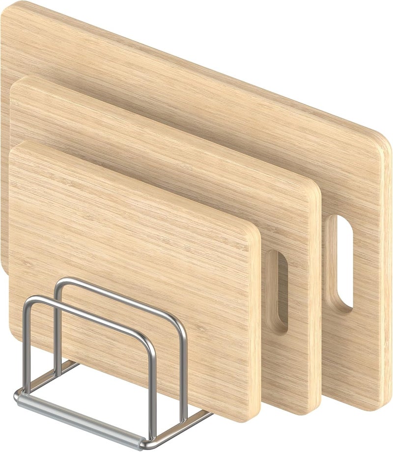 KORRTFID Cutting Board Organizer Stand Holder,304 Stainless Steel Chopping Board Holder,Pot Pan Lid Holder Rack kitchen Shelf Bakeware,Cookie Sheets Organizer (1.0 Inch Width Slots) - Image 1