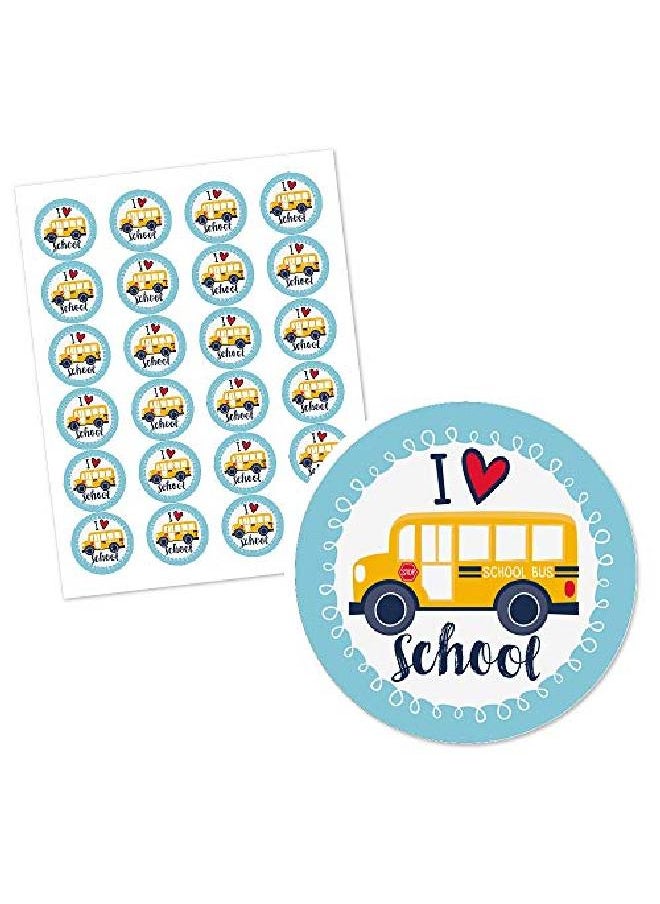 Big Dot of Happiness Back To School First Day Of School Classroom Decorations Circle Sticker Labels 24 Count  - Image 2
