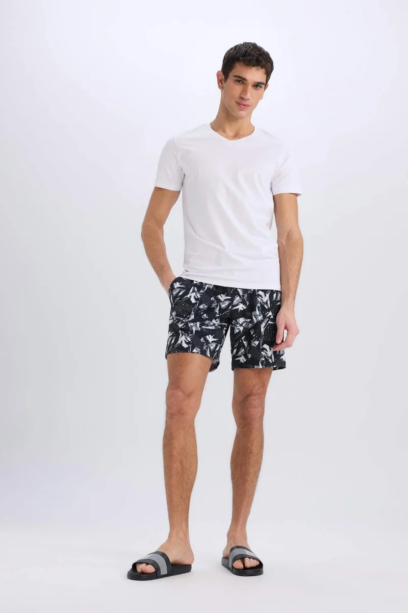 ديفاكتو DeFactoFit Regular Fit Printed Flexible Textured Sports Swim Shorts