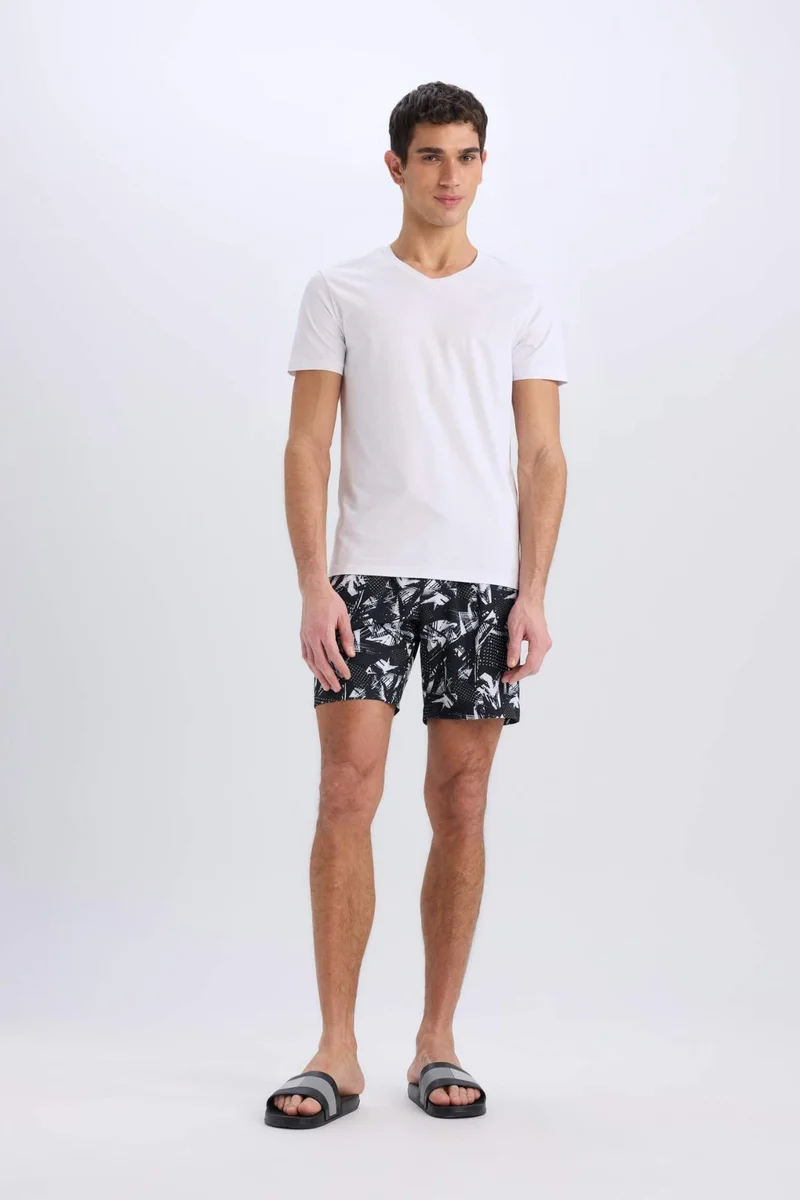ديفاكتو DeFactoFit Regular Fit Printed Flexible Textured Sports Swim Shorts