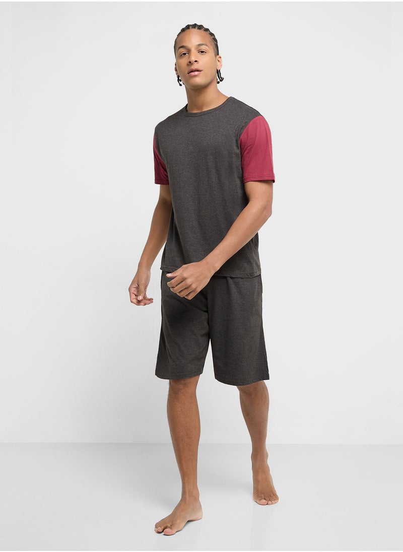 Seventy Five - Mens T-Shirt & Jersey Shorts Set - Image 1