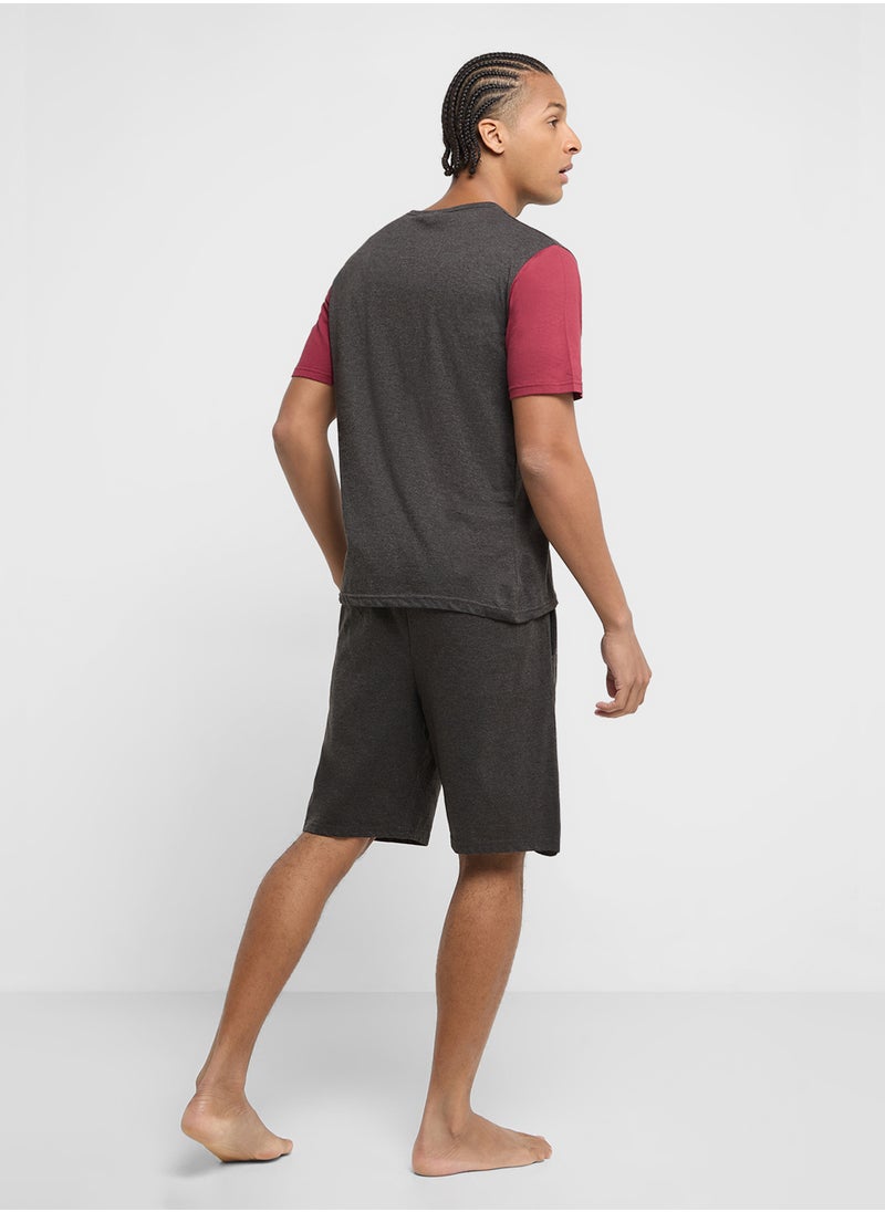 Seventy Five - Mens T-Shirt & Jersey Shorts Set - Image 1