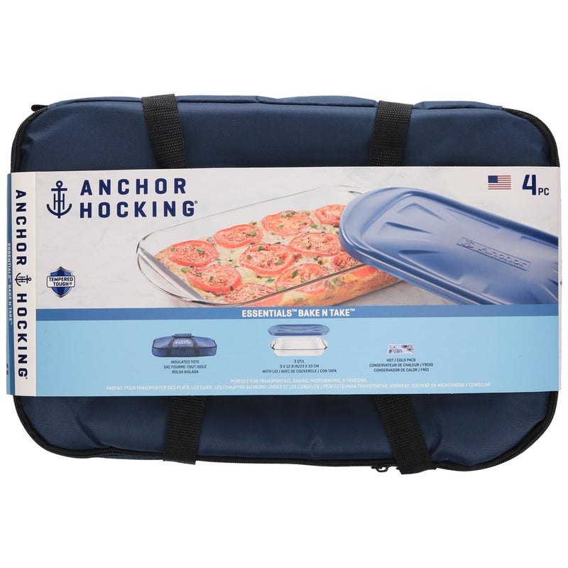 Anchor Hocking Oven Basics 4 Piece Bake-N-Take Bakeware Set, Navy Blue - Image 4