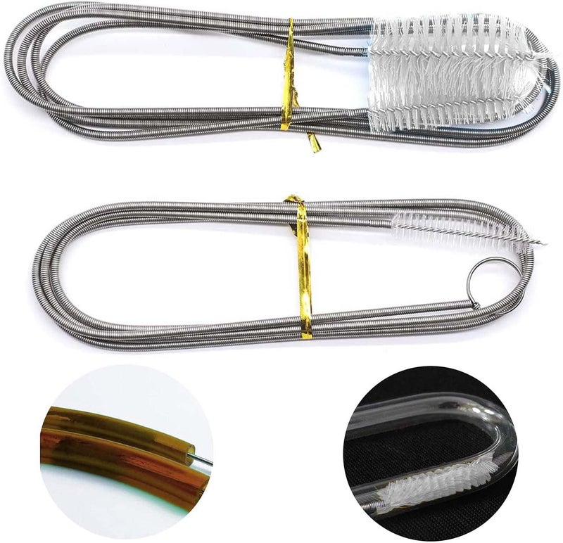 KASTWAVE Drain Tube Cleaning Brushes, Flexible Refrigerator Scrub Brush, Drain Pipe Cleaning Kit Stainless Steel Nylon Flexible Drain Tube Cleaning Brushes for Home Kitchen (2 Pcs) - Image 1