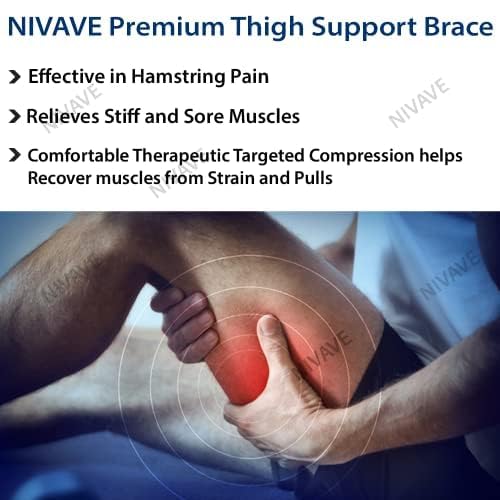 Nivave Thigh Compression Adjustable Neoprene Sleeve Support Brace for Pain Relief - Hamstring Quad Wrap (Thigh Compression, One Size) - Image 2