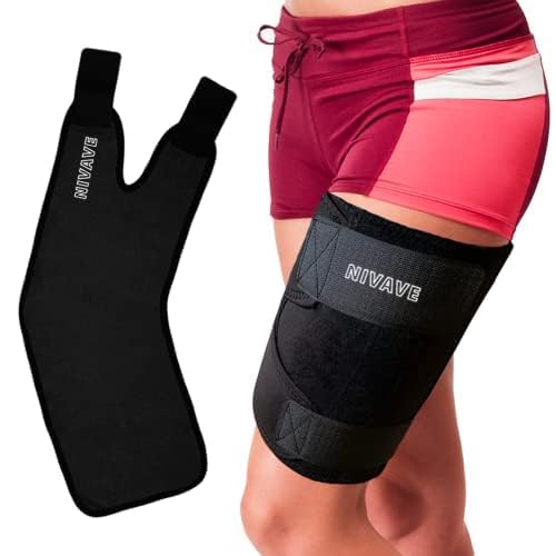 Nivave Thigh Compression Adjustable Neoprene Sleeve Support Brace for Pain Relief - Hamstring Quad Wrap (Thigh Compression, One Size) - Image 1