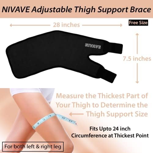 Nivave Thigh Compression Adjustable Neoprene Sleeve Support Brace for Pain Relief - Hamstring Quad Wrap (Thigh Compression, One Size) - Image 3
