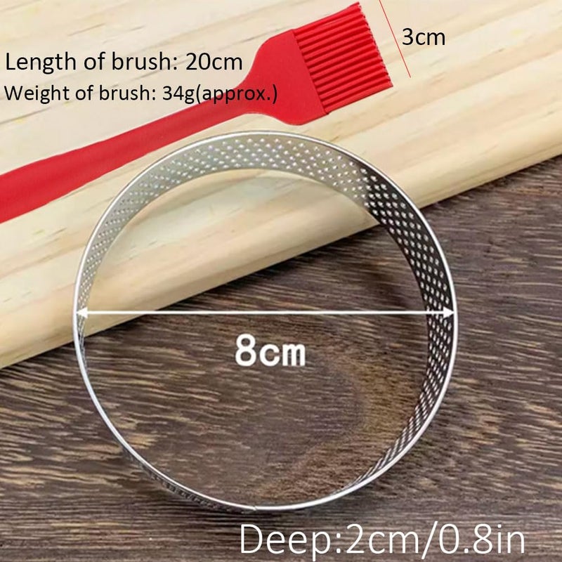 DATANYA 12Pack Tart Rings 3.15 Inch Perforated Tart Ring Stainless Steel, Round Mousse Cake Ring Metal Pastry Mold for Baking Cooking Pastries, small fruit tartet crust 8cm - Image 2