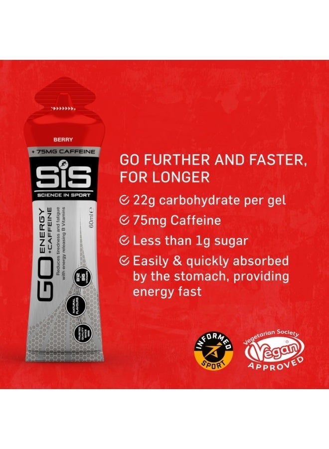 SIS GO Isotonic Energy Gels | 75mg Caffeine | 22g Carbohydrates | Low Sugar | Easily Digestible | Gluten Free | No Water Needed | Running Gels | Berry Flavour | 6 Pack - Image 3