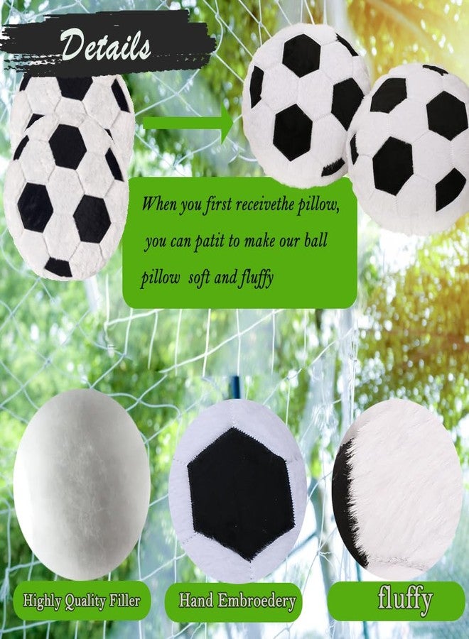 MRPAPA 2 Pack Plush Soccer Ball Throw Pillow, 14 Inch Round Football Shaped Decorative Cushion for Kids Room, Sofa, Bed, Soft and Fluffy - Image 3