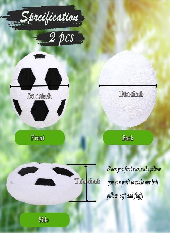 MRPAPA 2 Pack Plush Soccer Ball Throw Pillow, 14 Inch Round Football Shaped Decorative Cushion for Kids Room, Sofa, Bed, Soft and Fluffy - Image 5