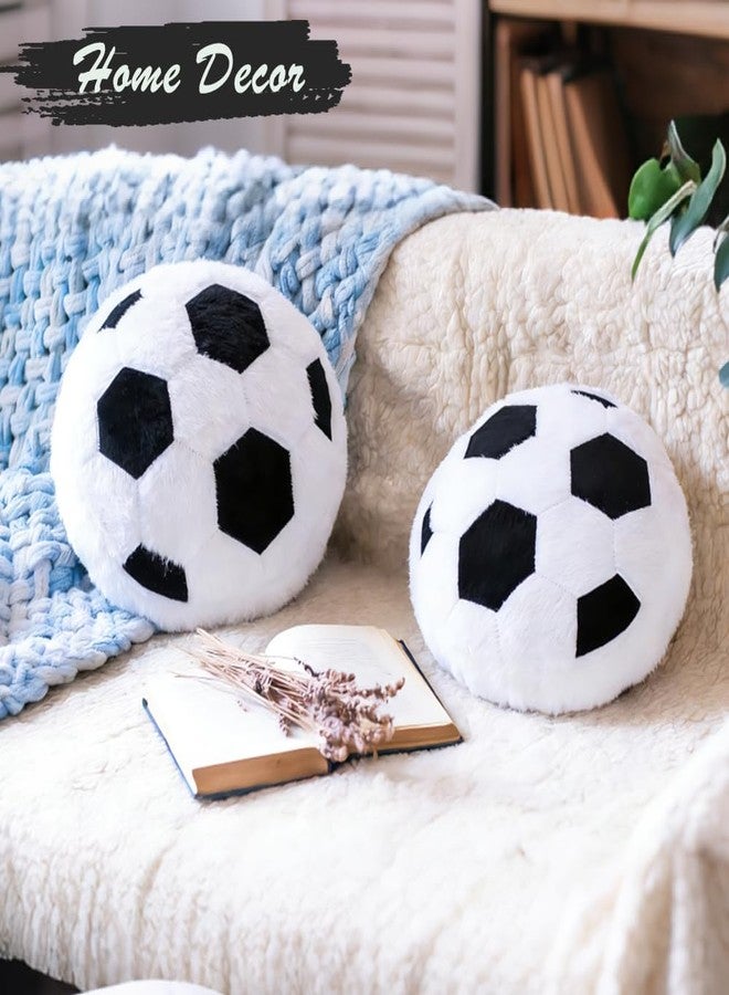 MRPAPA 2 Pack Plush Soccer Ball Throw Pillow, 14 Inch Round Football Shaped Decorative Cushion for Kids Room, Sofa, Bed, Soft and Fluffy - Image 2