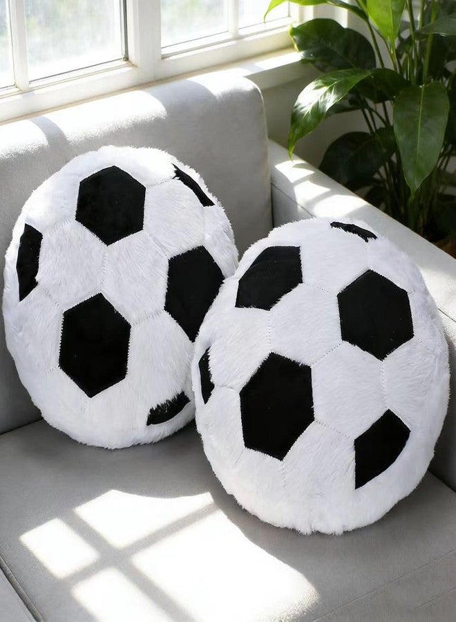 MRPAPA 2 Pack Plush Soccer Ball Throw Pillow, 14 Inch Round Football Shaped Decorative Cushion for Kids Room, Sofa, Bed, Soft and Fluffy - Image 1