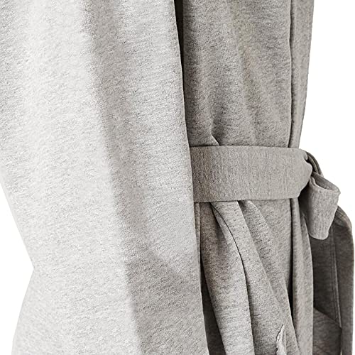 HOLOVE Mens Cotton Robe Lightweight Bathrobes With Hooded Summer Dressing Gowns for Men(Light Gray S/M) - Image 3