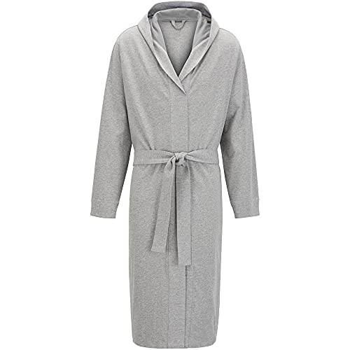 HOLOVE Mens Cotton Robe Lightweight Bathrobes With Hooded Summer Dressing Gowns for Men(Light Gray S/M) - Image 2
