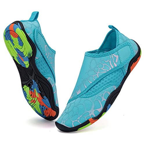 CIOR Boys & Girls Water Shoes Kids Lightweight Comfort Sole Easy Walking Athletic Slip on Aqua Sock(Toddler/Little Kid/Big Kid) U121DF566.EL-Light Blue-31 - Image 1