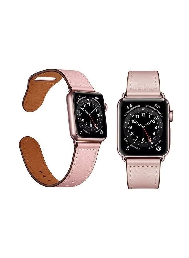 vesus Genuine Leather Replacement Band For Apple Watch Series 6/SE/5/4/3/2/1 Pink