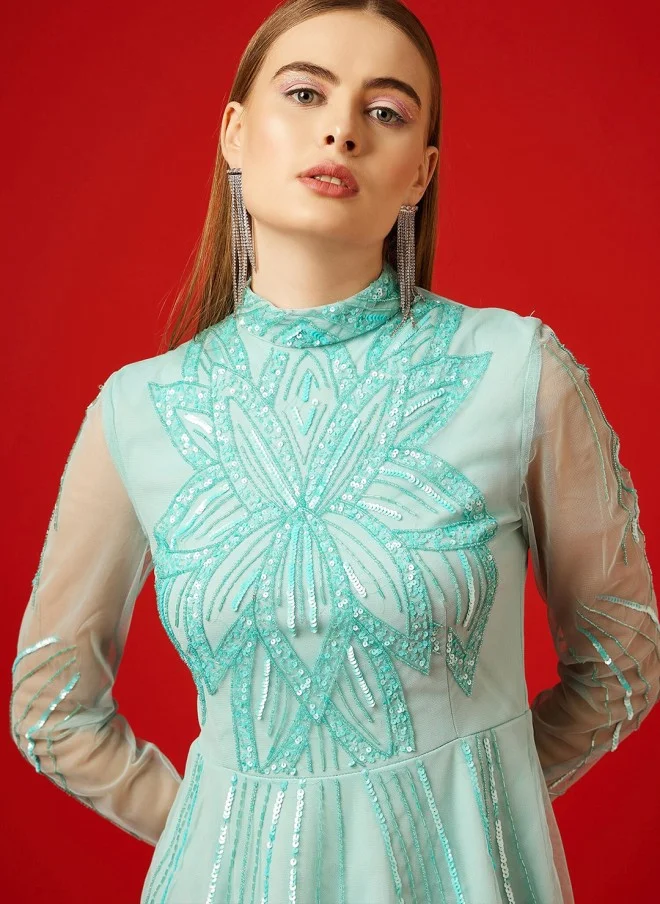 STREET 9 Turquoise A-Line Midi Dress for Women