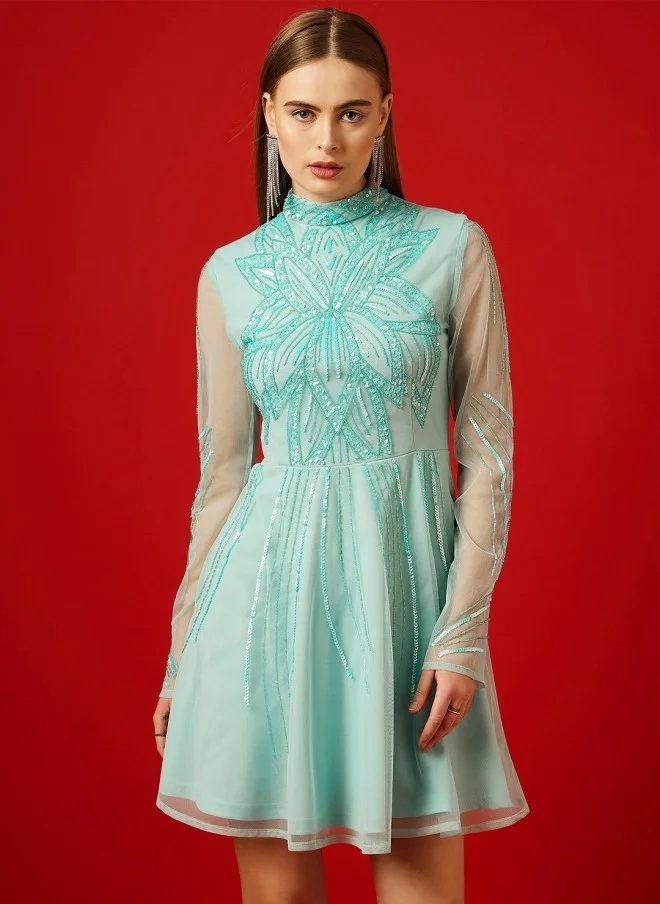STREET 9 Turquoise A-Line Midi Dress for Women