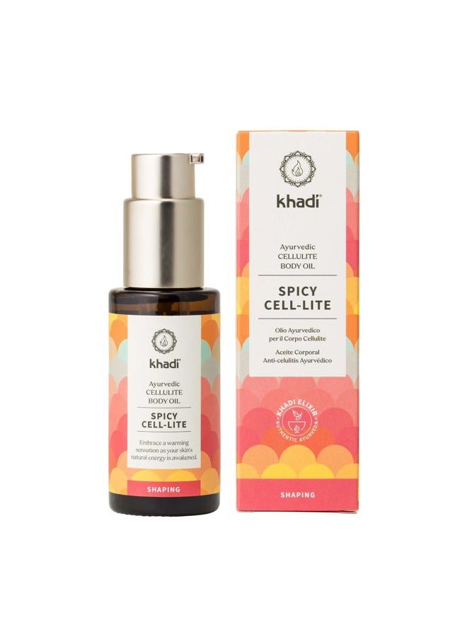 KHADI SPICY CELL-LITE Ayurvedic Elixir Skin & Soul Body Oil, 100% Natural, Herbal & Vegan, Reduces Cellulite, Stimulates Blood Circulation and Skin Metabolism While Burning Toxins, 1.69 oz - Image 1