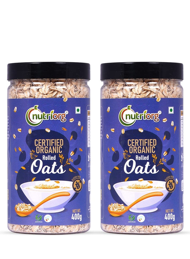 Nutriorg Organic Rolled Oats 800g ( Pack of 2*400g) | Gluten Free | Weight Management | High Fiber Oats - Image 1