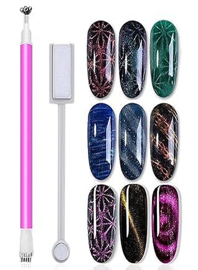 Qunex care Cat Eye Nail Magnet Flower Stick Cat Eye Double Head Magnet Gel Polish Effect Strong Magnetic Nail Tools - Image 1